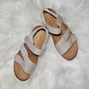 Skechers® Beige Stretch Strap Sandals